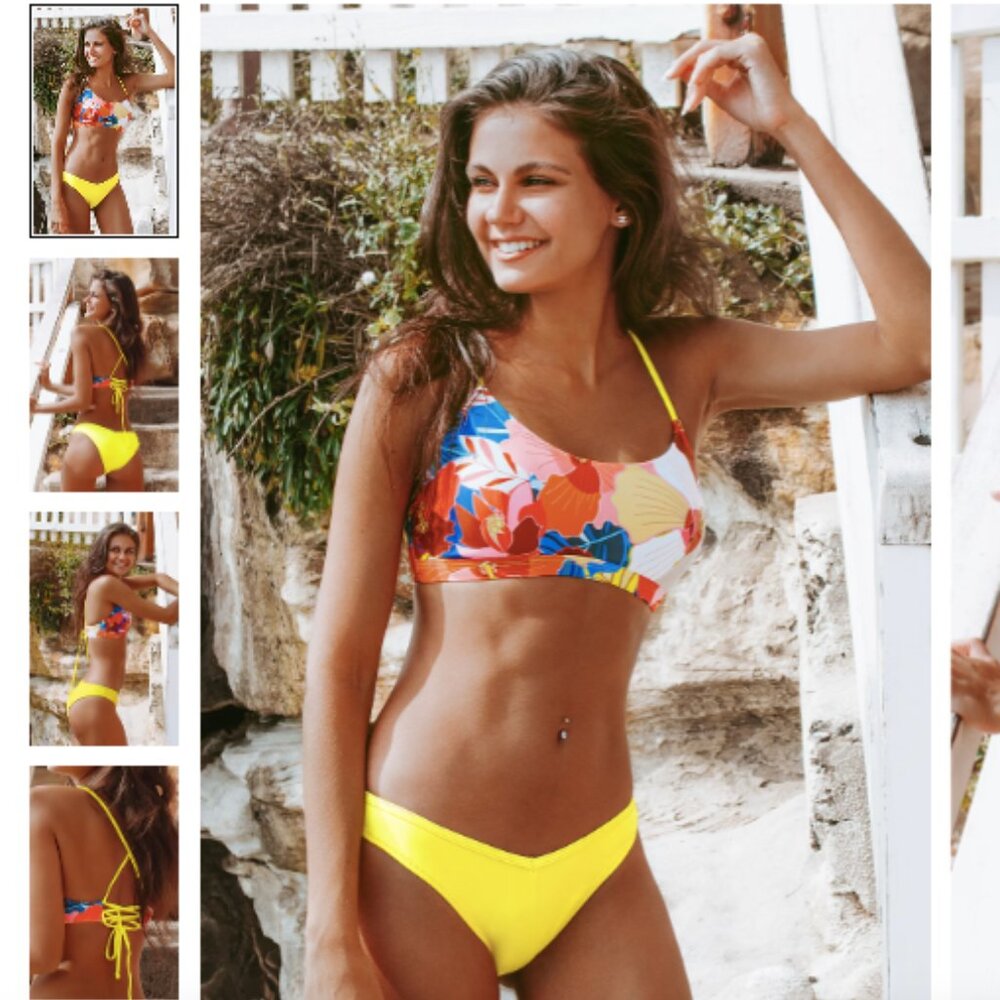 CupShe Bright Floral Print Bikini